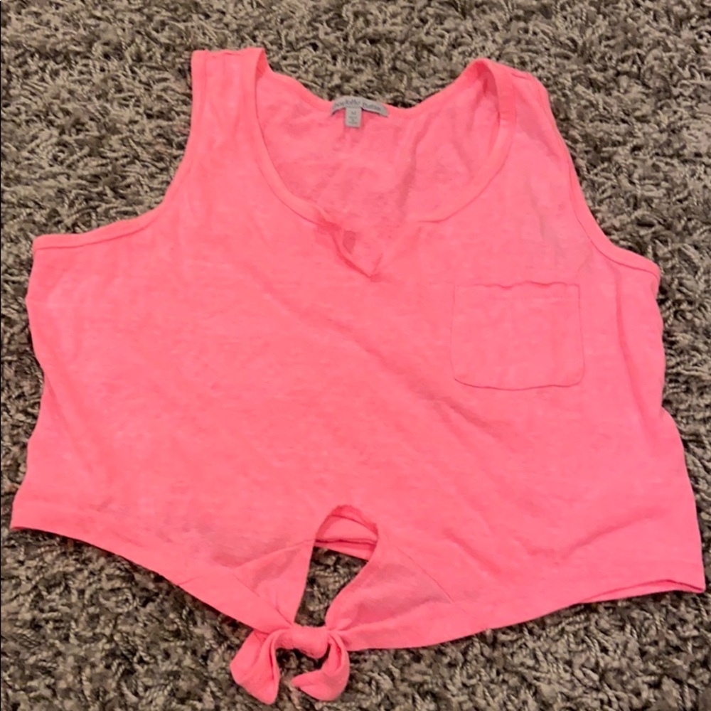 bright pink tie up tank